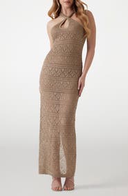 GUESS Cynthia Sequin Keyhole Maxi Dress