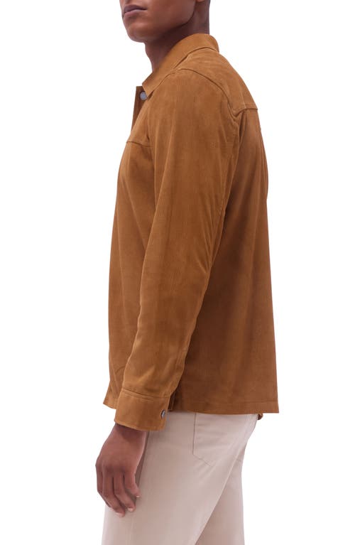 Bugatchi Perforated Suede Shirt Jacket In Brown