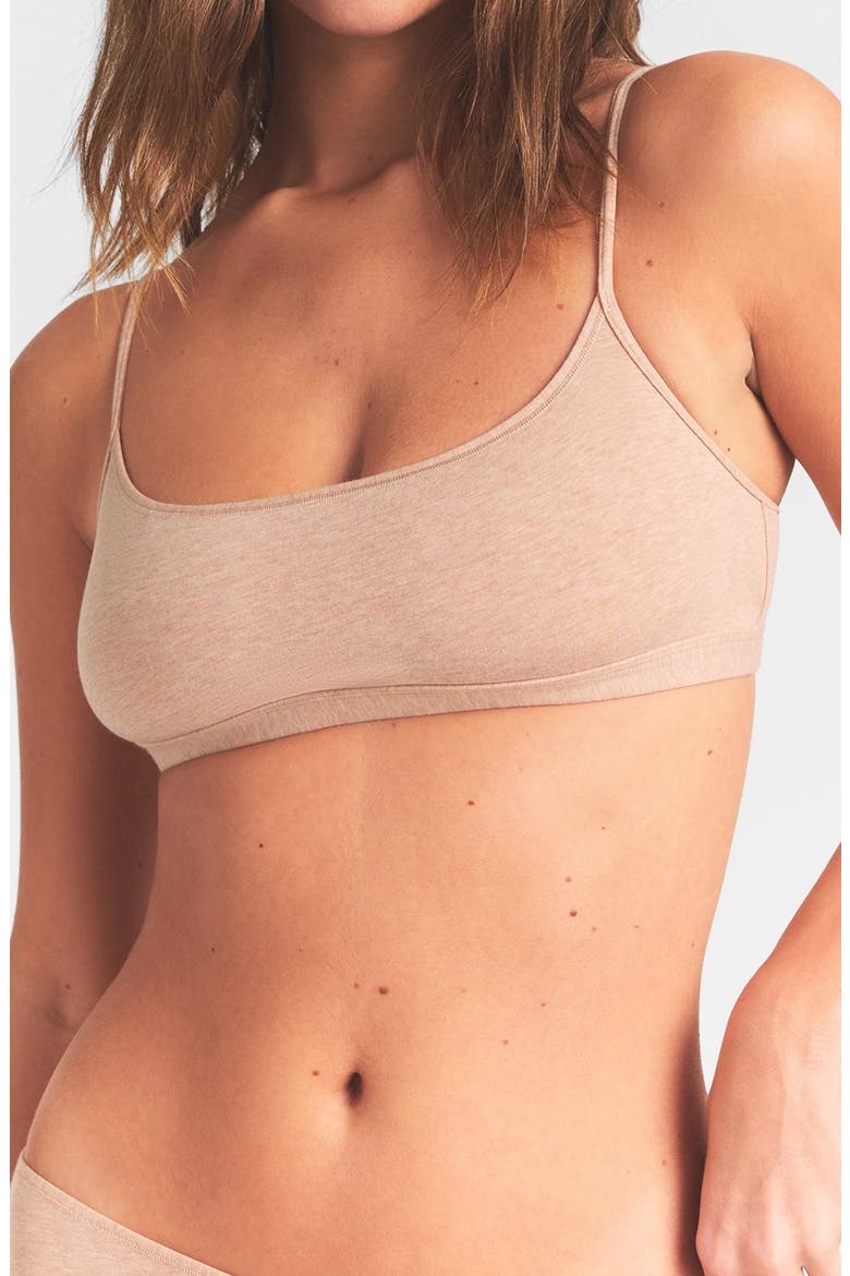 Everyday Cotton Scoop Bralette, Alternate, color, CLAY HEATHER
