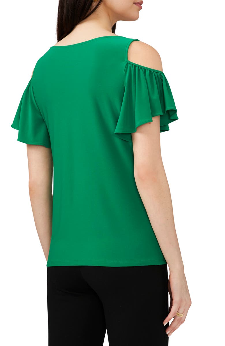 Chaus V-Neck Cold Shoulder Top, Alternate, color, Green