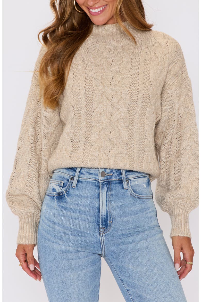 Dreamer Cable Stitch Mock Neck Sweater, Main, color, TAUPE