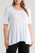 24seven Comfort Apparel Swing Asymmetric Hem Tunic Top