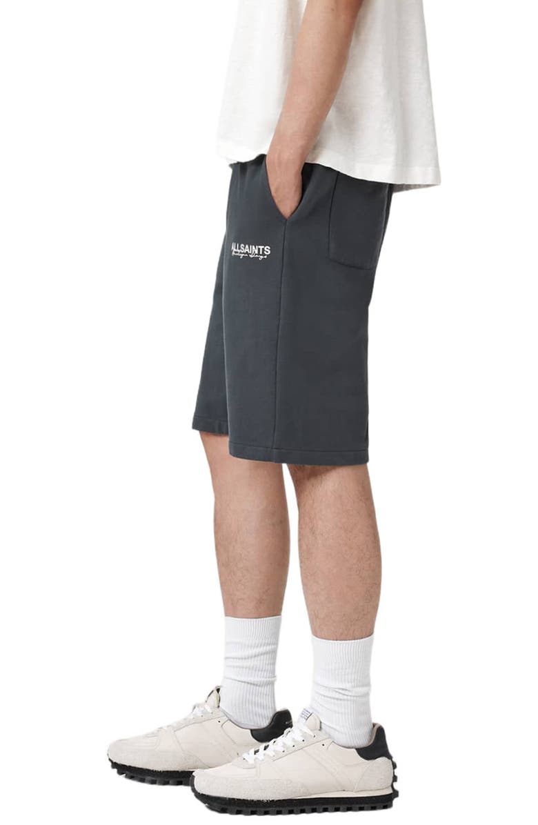 AllSaints Emblem Relaxed Fit Cotton Sweat Shorts, Alternate, color, Washed Black