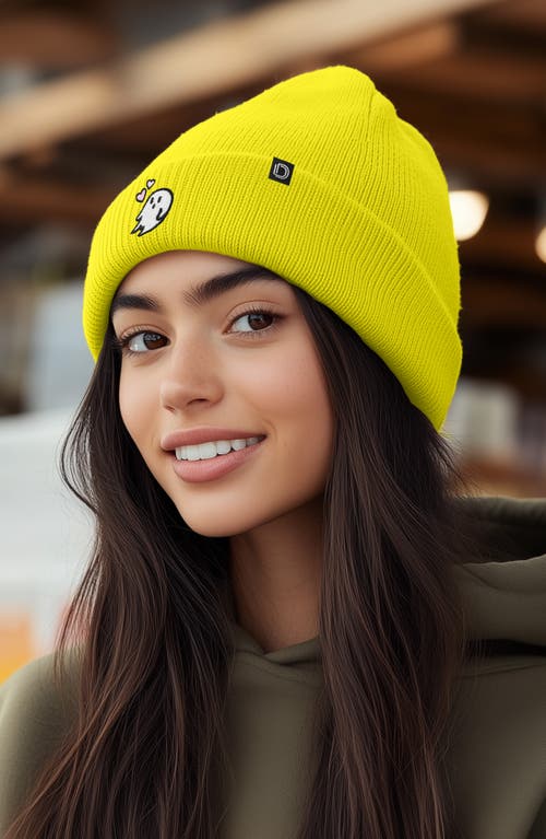 Dalix Heartly Ghost Beanie In Neon Yellow