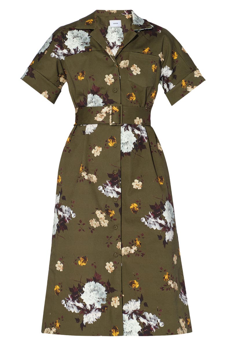 Erdem Mayra Sitwell Bloom Floral Print Stretch Cotton Midi Shirtdress, Alternate, color, 