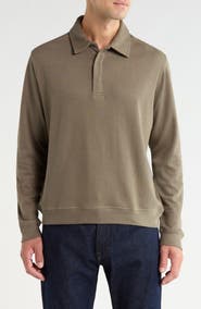 Robert Barakett Peakstone Long Sleeve Overknit Cotton Polo