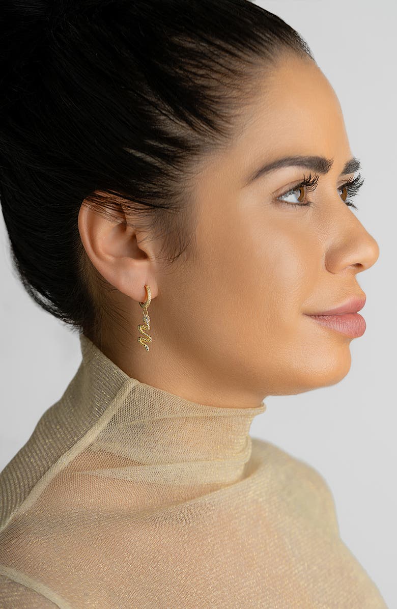 Adornia Snake Dangle Huggie Hoop Earrings, Alternate, color, Gold