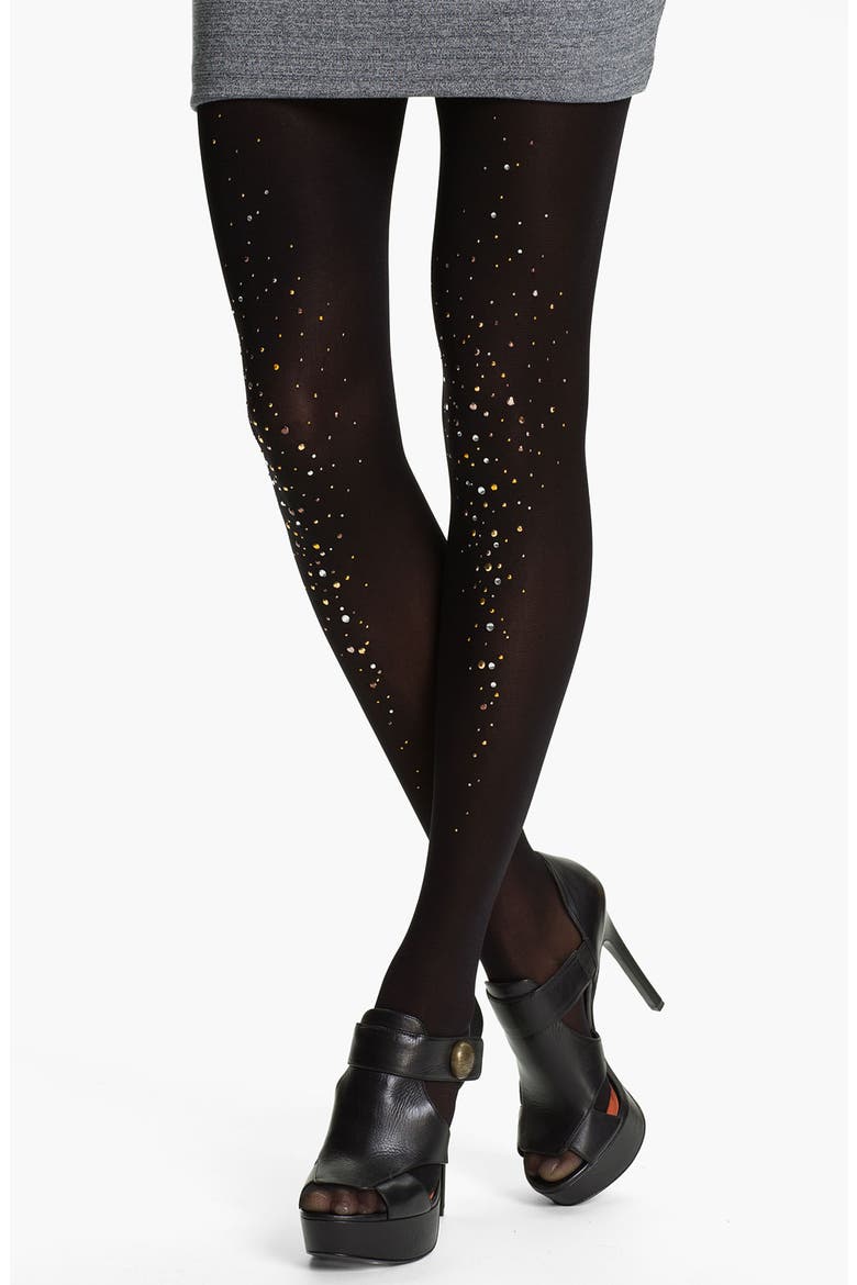 Embellished Tights (Nordstrom Exclusive), Main, color, BLACK
