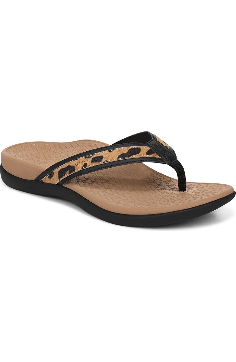 Vionic Tide 2.0 Flip Flop, Main, color, Black Leopard Suede