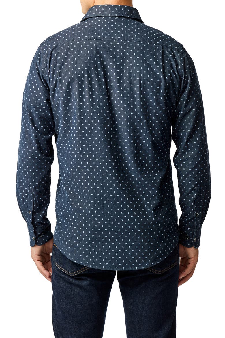 Harrington Neat Paisley Cotton Corduroy Button-Up Shirt, Alternate, color, BLUEBERRY