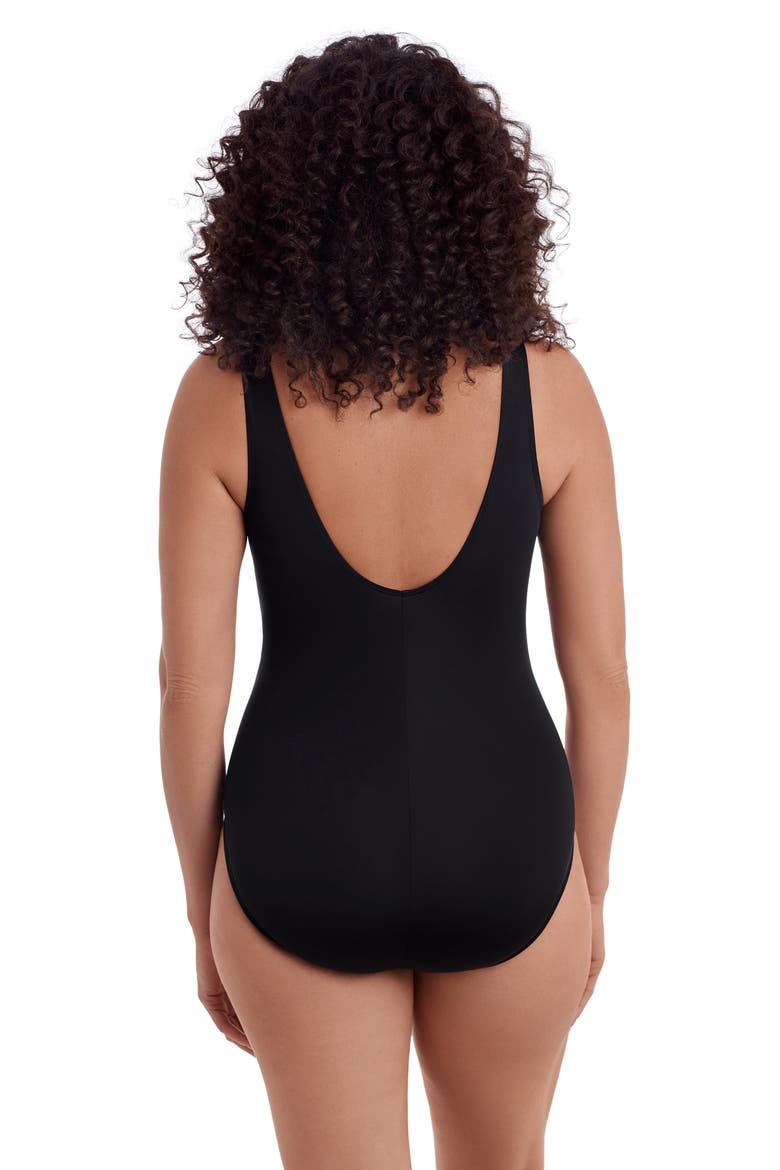 Twist Pull Sash Tank Long Torso One-Piece Swimsuit, Alternate, color, Gilded Panthera