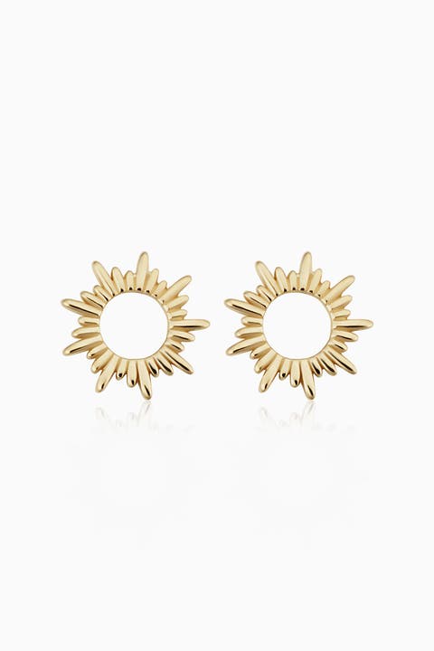 14K Yellow Gold Sunrise Studs