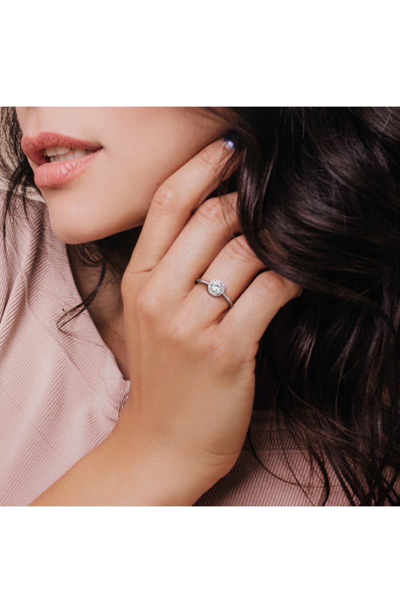 Julianna B. Lab-Grown Diamond Halo Engagement Ring 18k, Alternate, color, White Gold