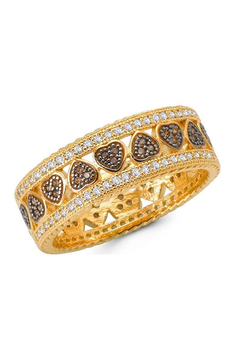 Lafonn Two-Tone Micro Pave CZ Brown & White Endless Heart Band, Main, color, 