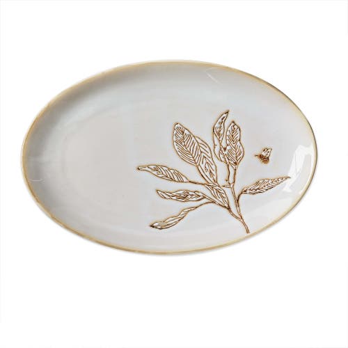 Tag Lavender Honey Large Oval Ceramic Platter Dishwasher Safe In Gray