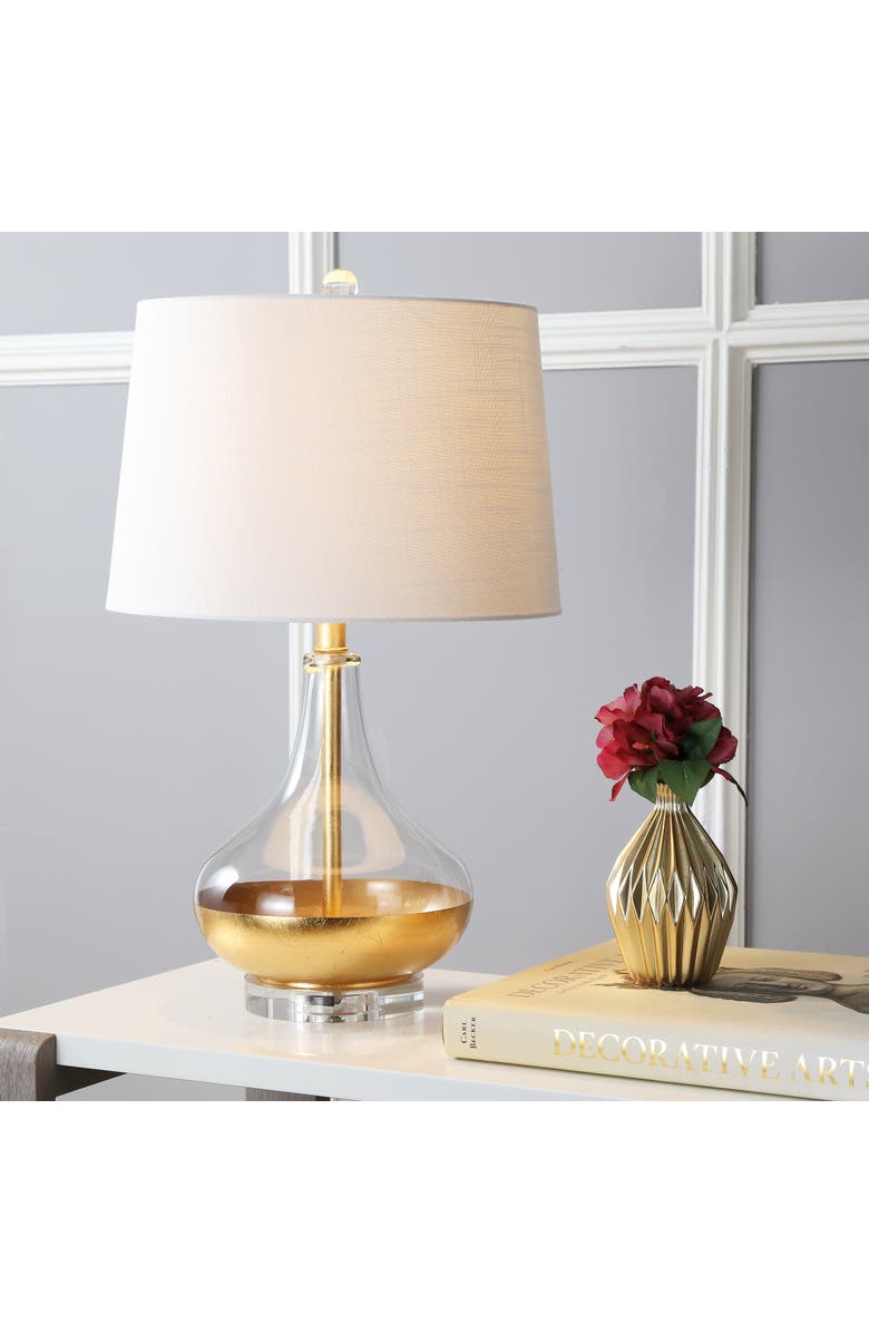 JONATHAN Y West Glass LED Table Lamp, Main, color, Clear/Gold