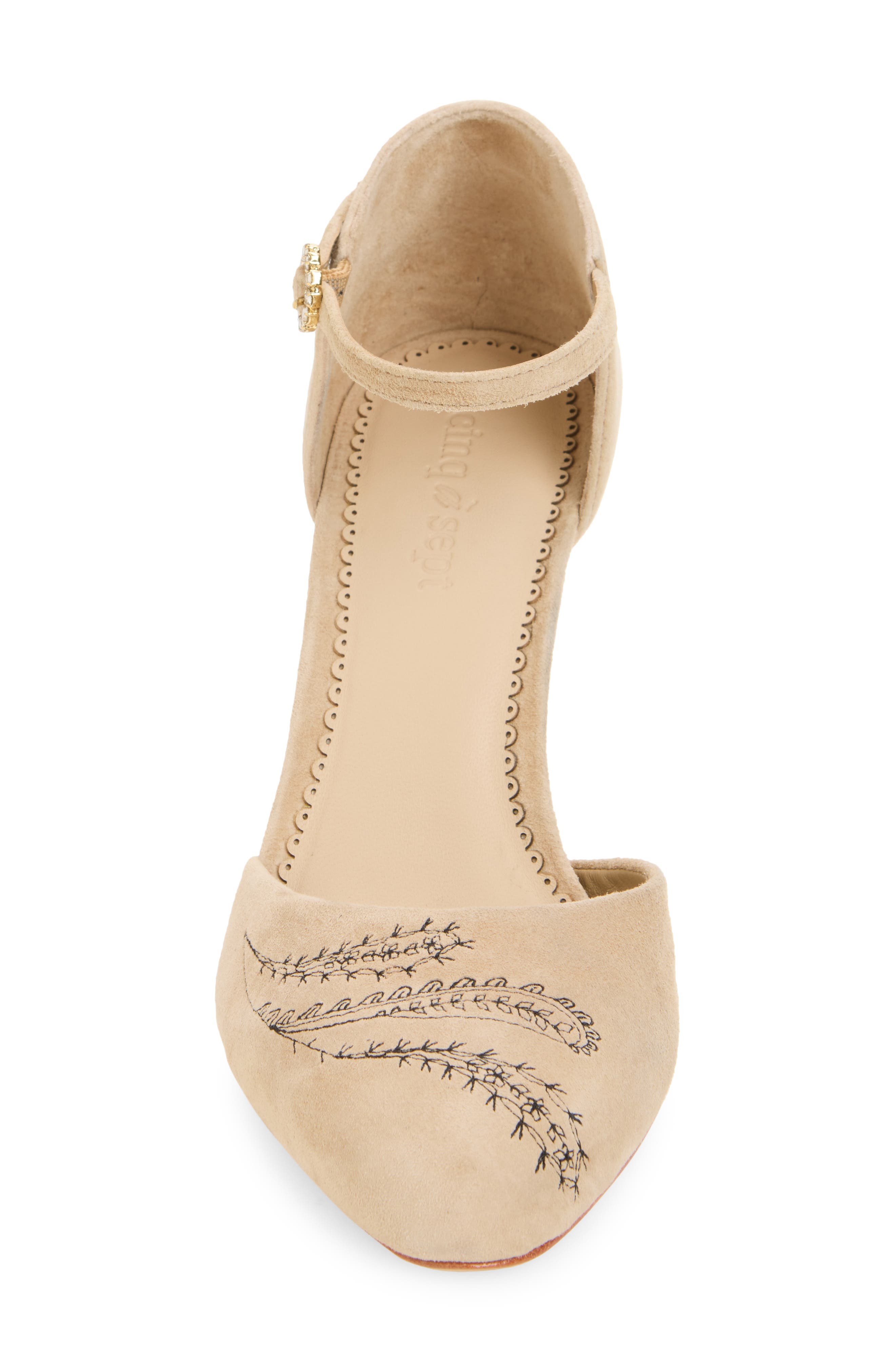 Mariana Embroidered Suede Pump, Alternate, color, BROWN SUGAR