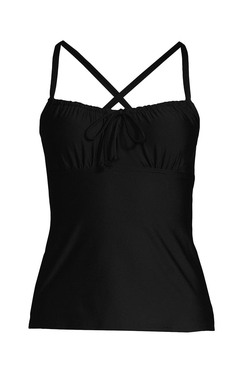 Lands' End D-Cup Chlorine Resistant Tie Front Underwire Tankini Top Swimsuit Adjustable Straps, Alternate, color, 