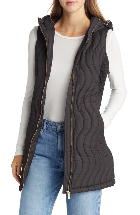 Hooded Wave Quilted Water Repellent Vest