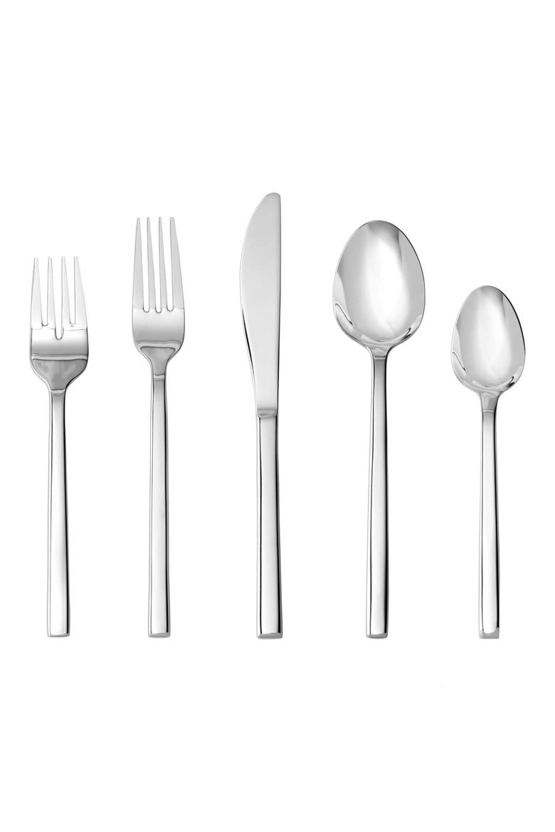 Arezzo Brushed 5-Piece Place Setting, Main, color, SILVER