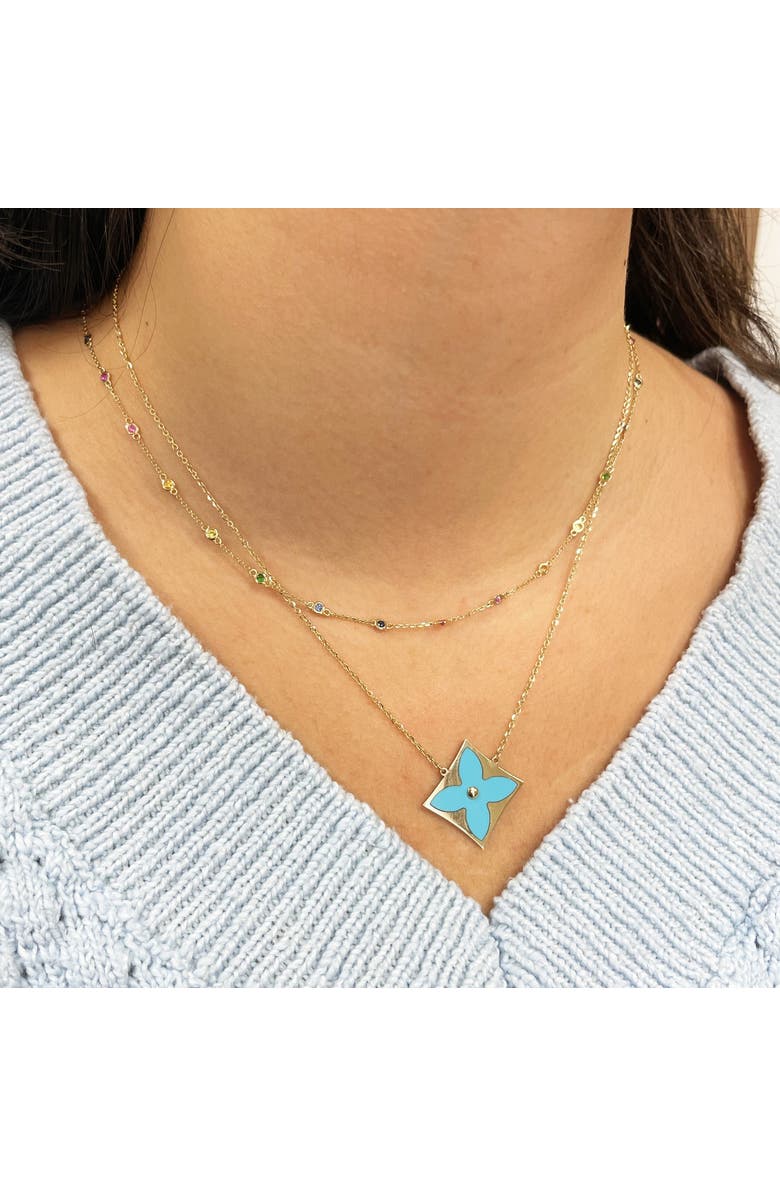 The Lovery Fine Jewelry Rainbow Gemstone Station Necklace, Alternate, color, Rainbow Gemstone