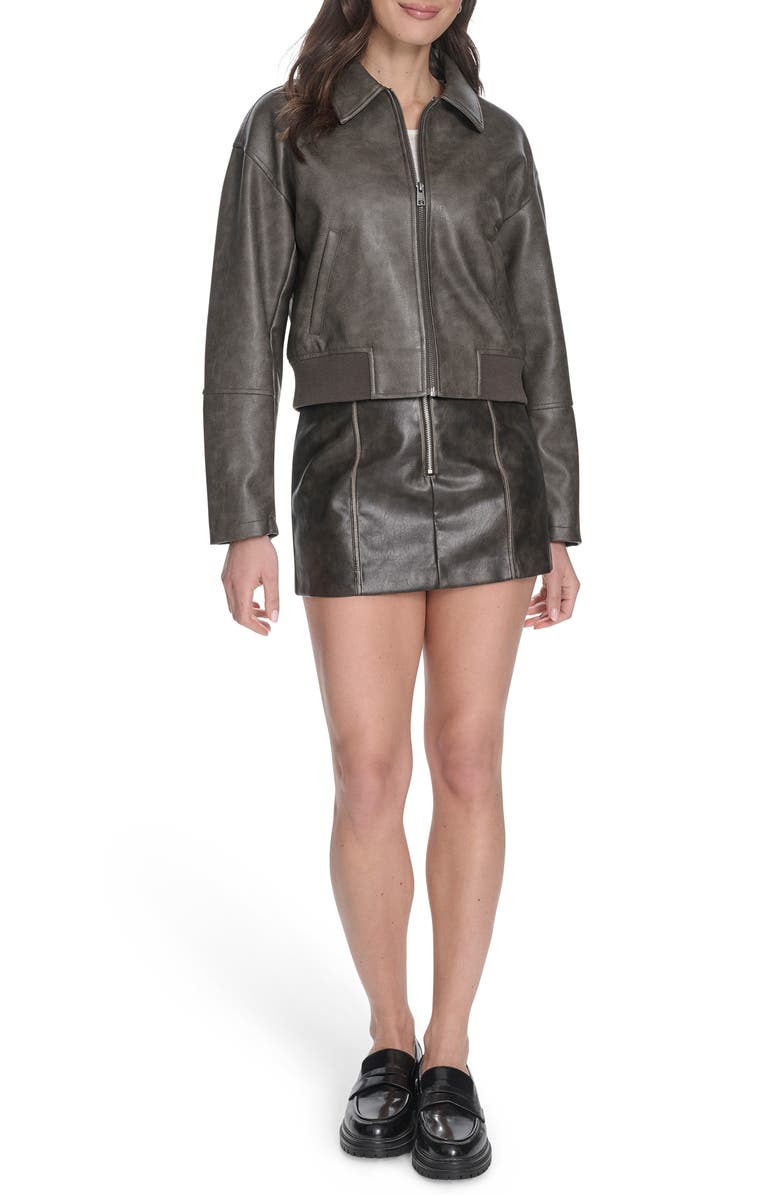 Levi's Faux Leather Bomber Jacket, Alternate, color, Ash