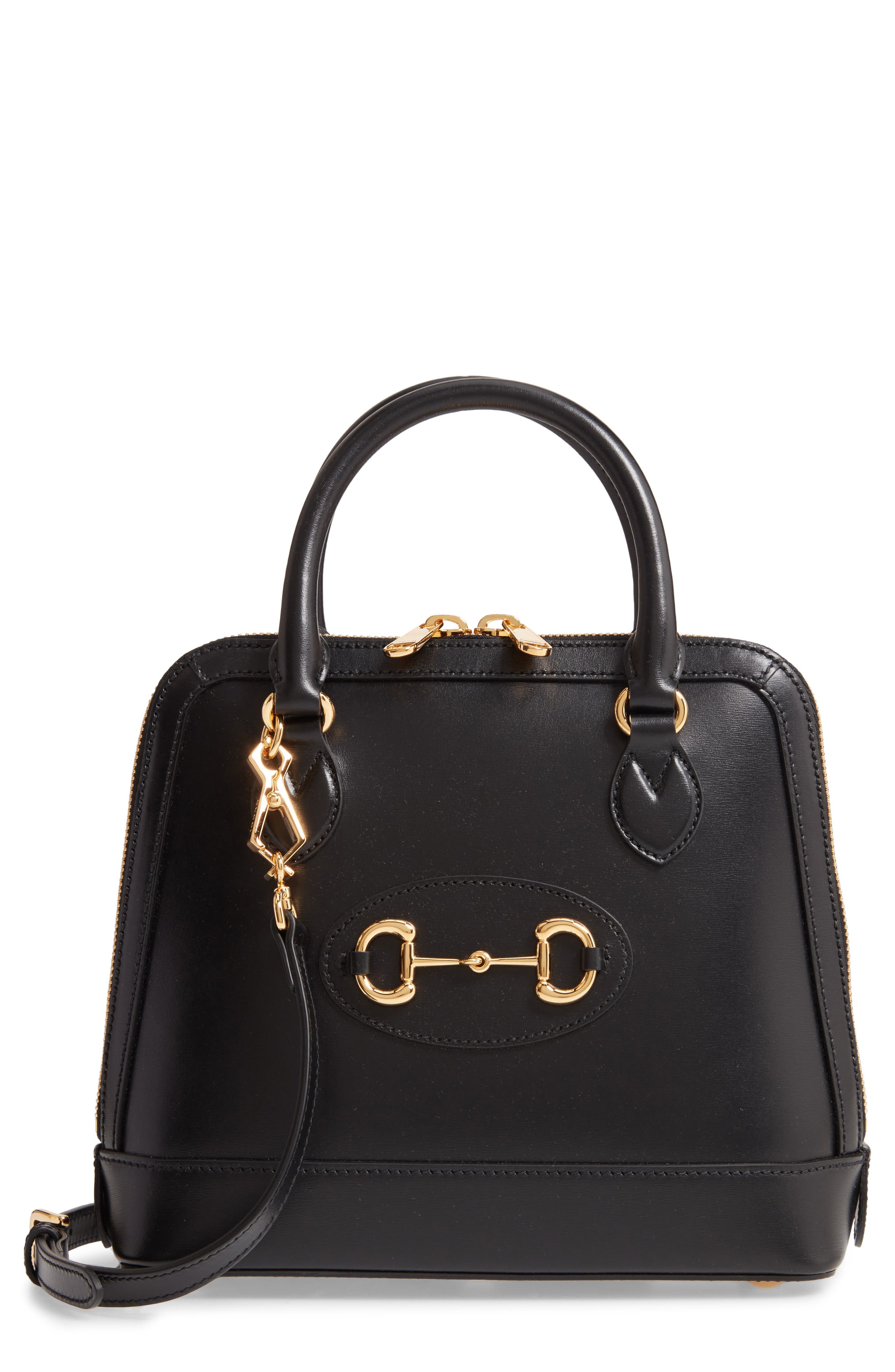 Small 1955 Horsebit Leather Satchel, Main, color, BLACK