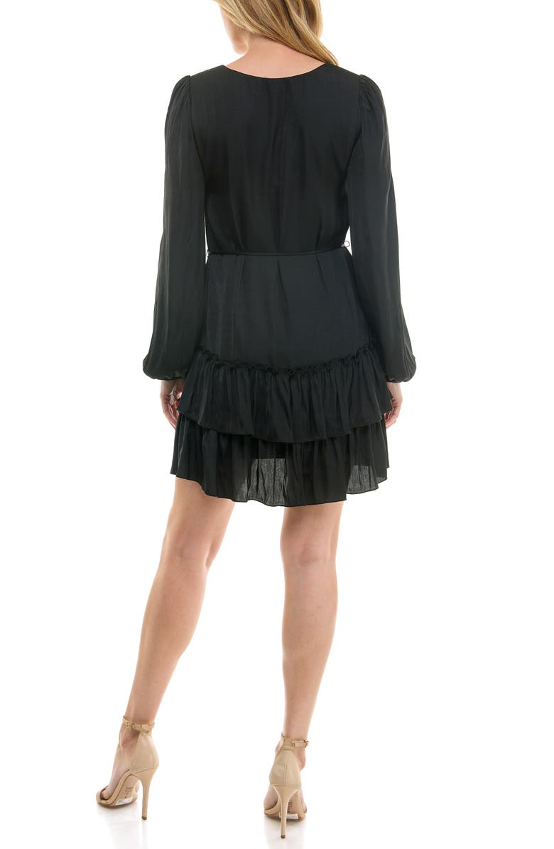 Socialite Tiered Long Sleeve Satin Dress, Alternate, color,