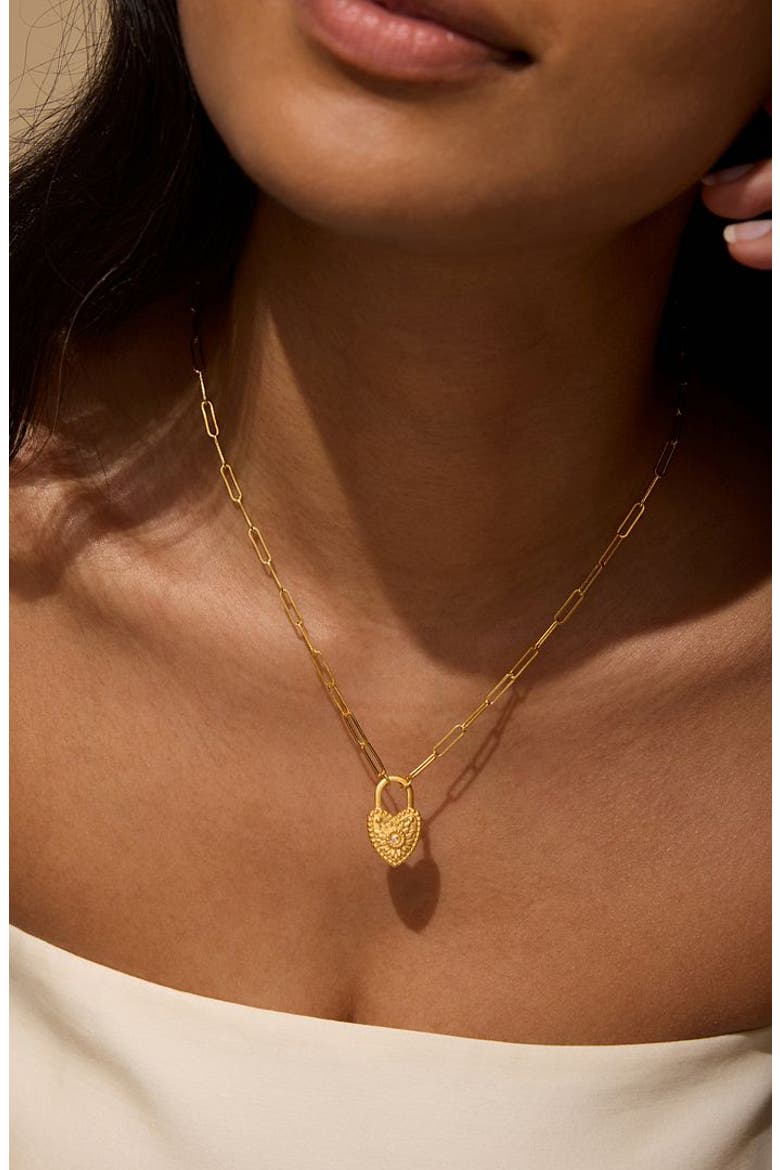 Love Everlasting Padlock Heart Necklace, Alternate, color, Gold