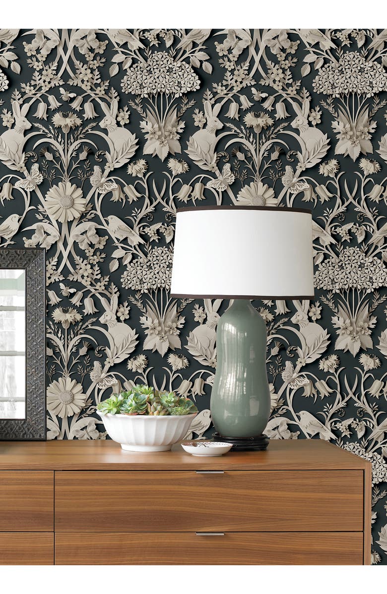 Wallpops Eloise Floral Wallpaper, Alternate, color, Black