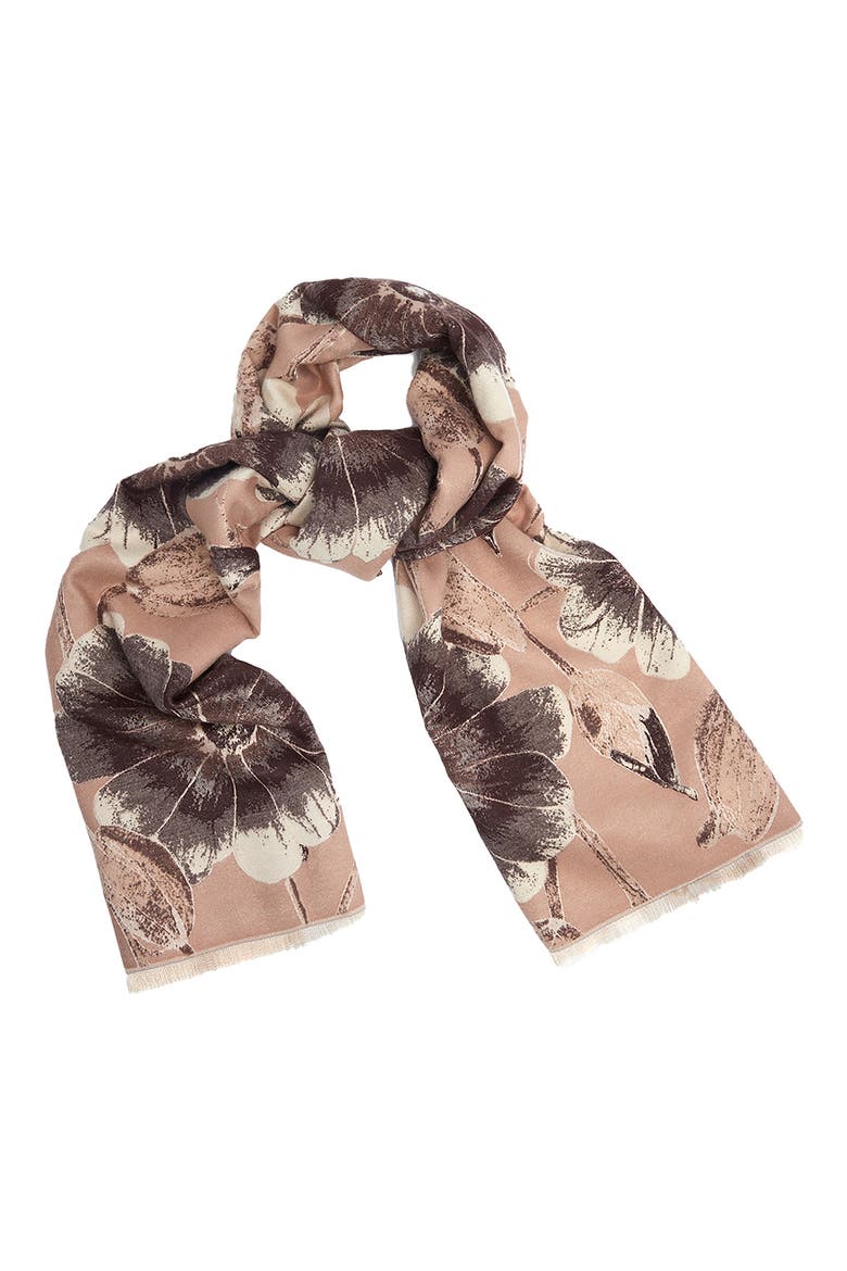 Floral Reversible Scarf, Alternate, color, BROWN