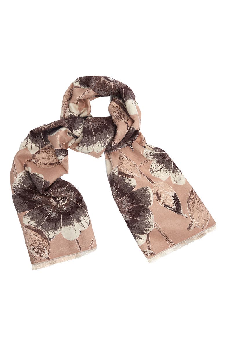 SAACHI Floral Reversible Scarf, Alternate, color, Brown