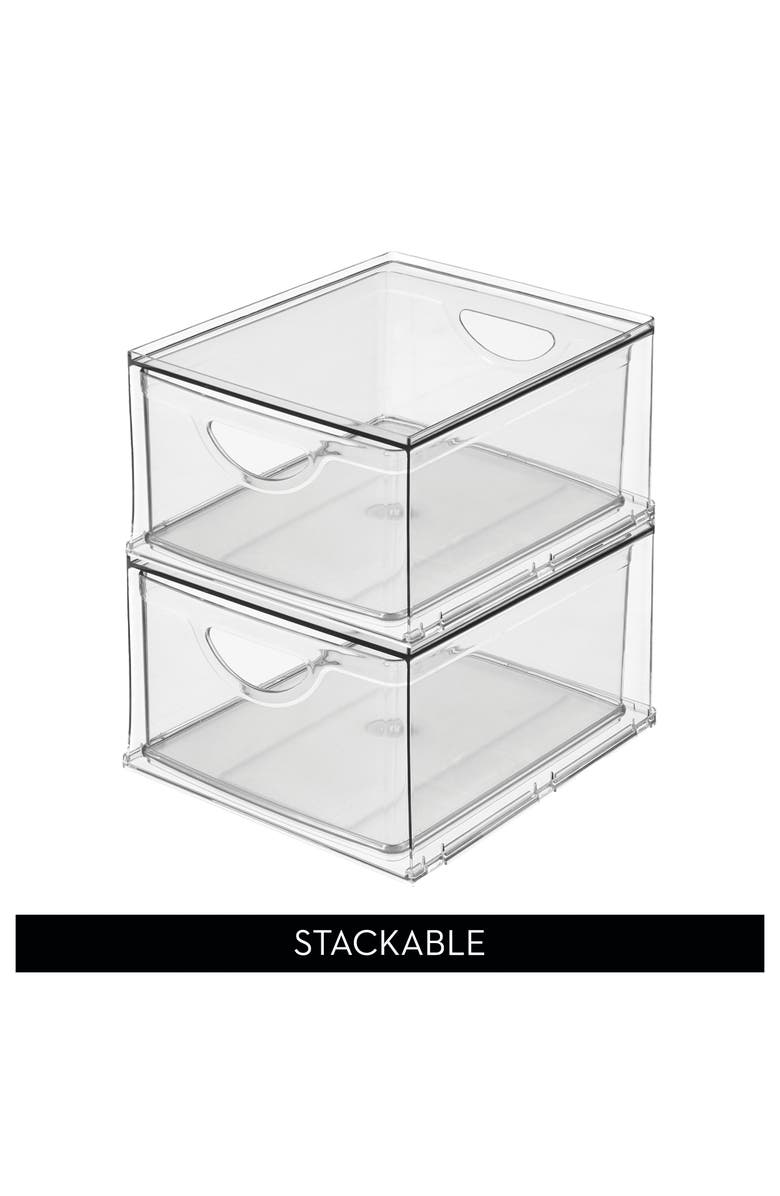 iDesign Stackable Kitchen Storage Drawer for Fridge, Pantry, Under-Sink, or Cabinet - Set of 4 - Clear, Alternate, color, Clear