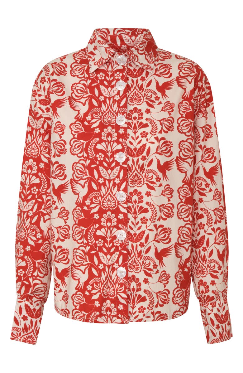 The Lulo Project The Ceremony Print Shirt, Alternate, color, Red Folk Paisley