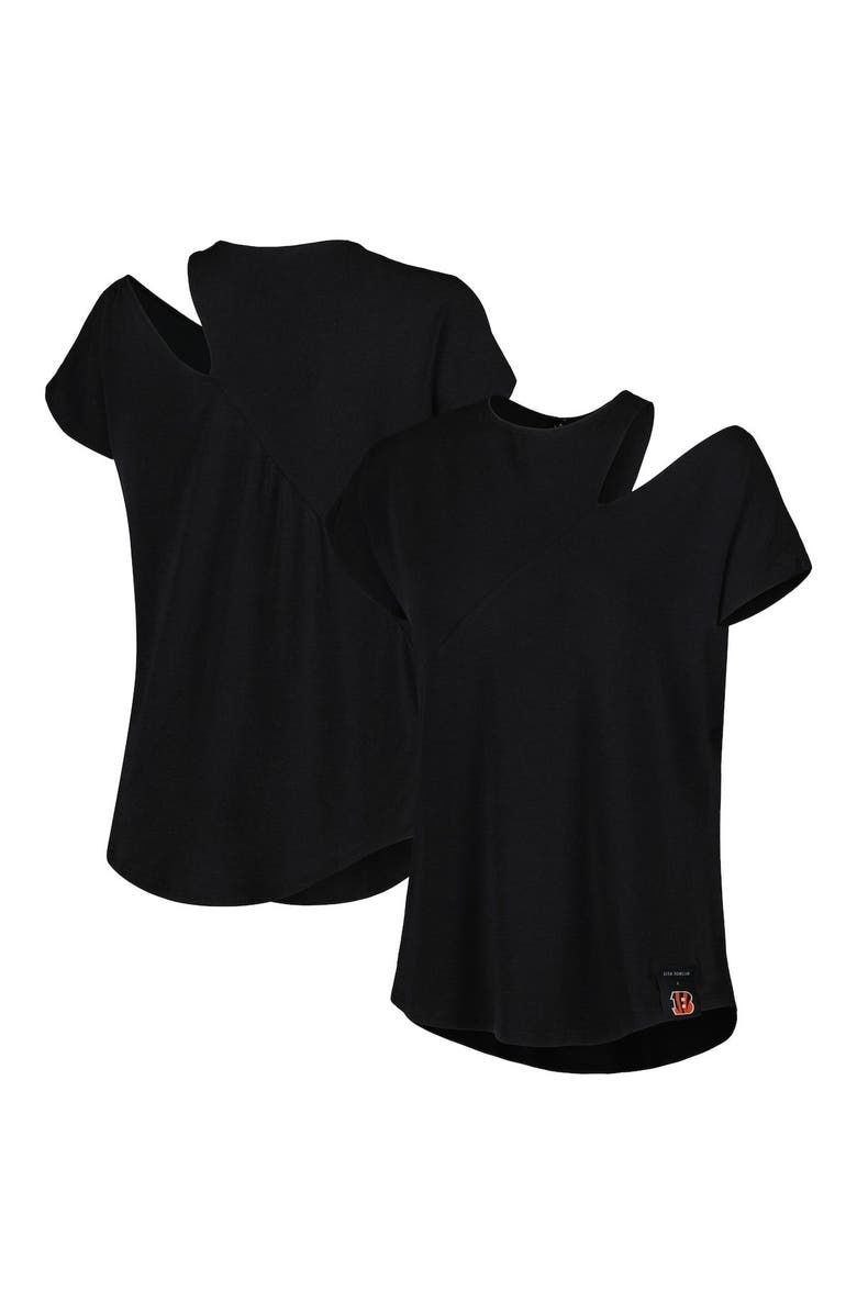 KIYA TOMLIN Women's KIYA TOMLIN Black Cincinnati Bengals Cut Out Tri-Blend Shirt, Main, color, 
