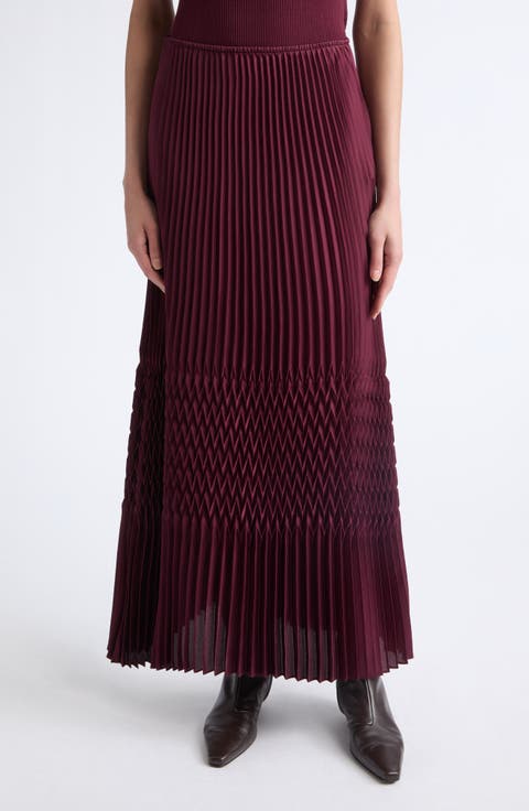 Plissé Straight Midi Skirt
