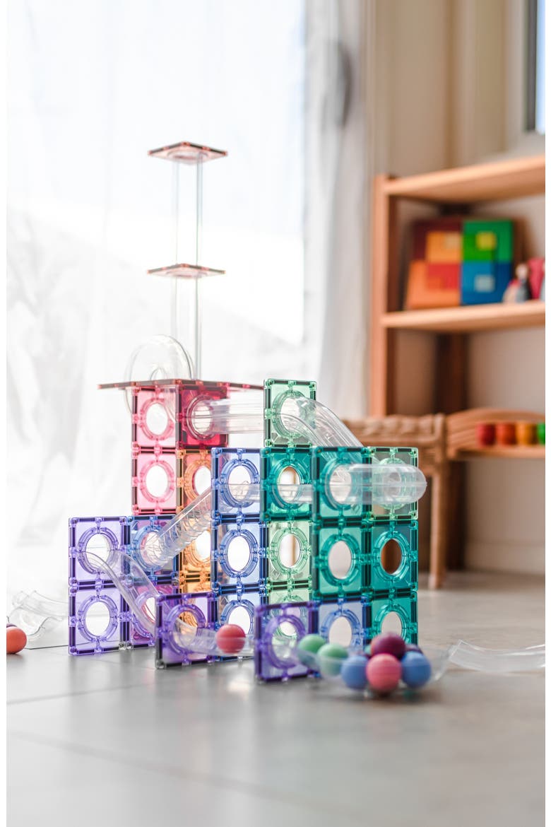 Kids' Pastel Magnetic Tiles 106-Piece Ball Run Pack, Alternate, color, PASTEL