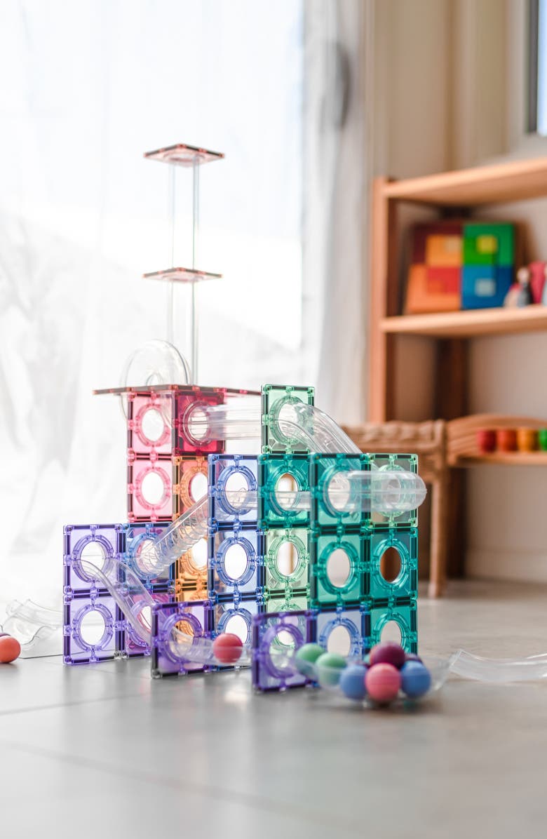 CONNETIX Kids' Pastel Magnetic Tiles 106-Piece Ball Run Pack, Alternate, color, Pastel