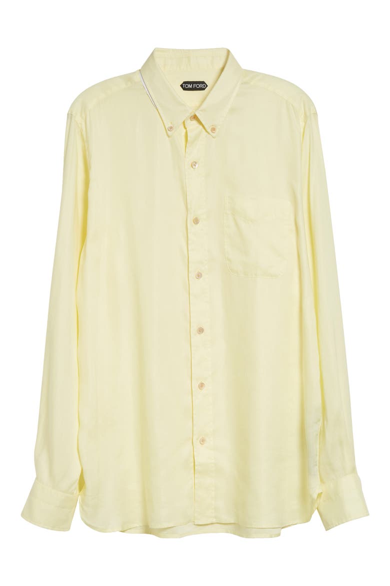 Light Fluid Gabardine Button-Down Shirt, Alternate, color, VANILLA