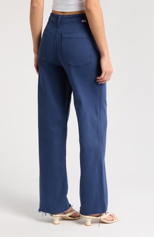 Mother The Major Zip Sneak Frayed High Waist Relaxed Straight Leg Pants In Ibl Insignia Blue