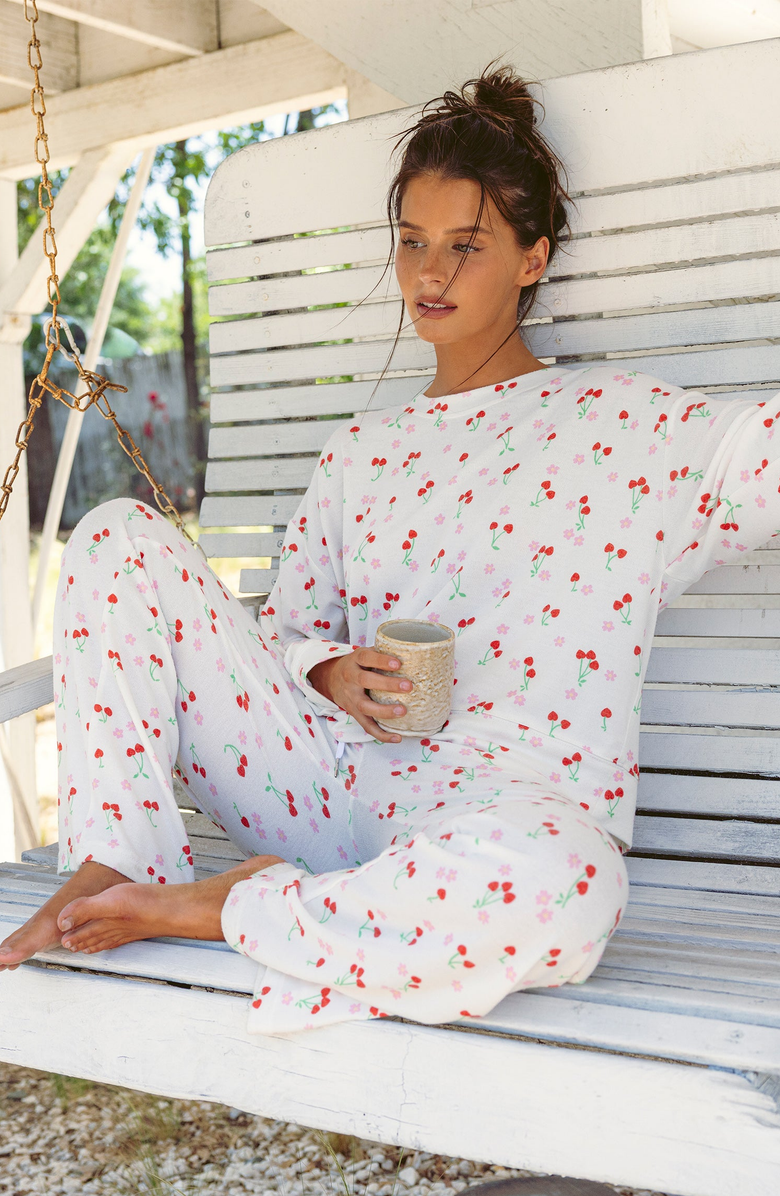 Beach Bunny Swimwear Mai Crewneck Sweatshirt, Alternate, color, Cherry Crush