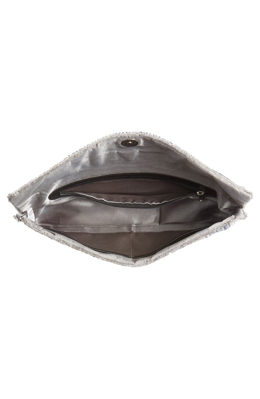 Beaded Stripe Flap Clutch, Alternate, color, PEWTER
