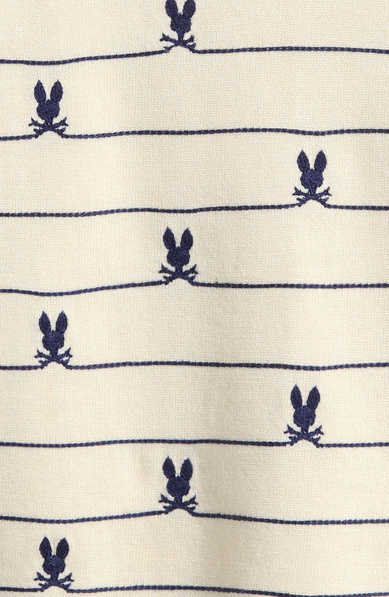 Psycho Bunny Kids' Marvin Stripe Bunny Johnny Collar Shirt, Alternate, color, Pristine