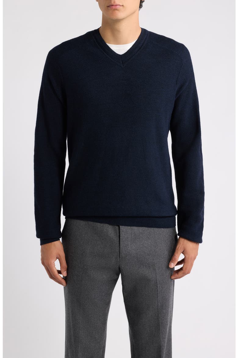 Cricket Merino Wool V-Neck Sweater, Main, color, NAVY