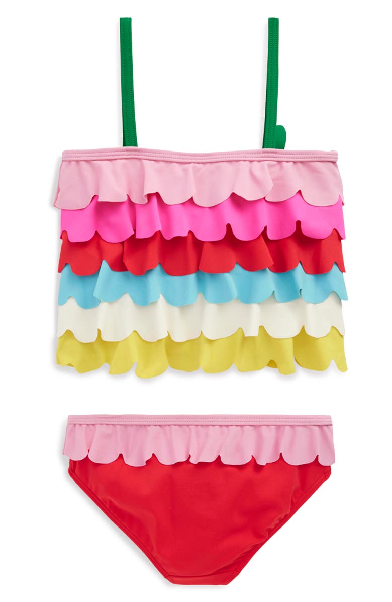 Mini Boden Kids' Ruffle UPF 50+ Two-Piece Swimsuit, Alternate, color, Ice Cream