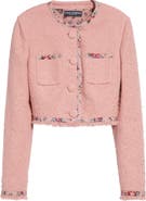 Dolce&Gabbana Floral Trim Crop Tweed Jacket