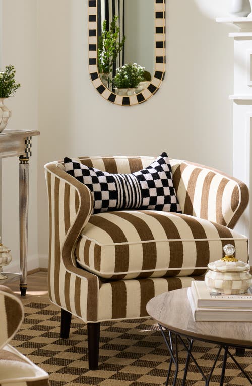 Mackenzie-childs Mackenzie Childs Black Check Bow Throw Pillow In Black