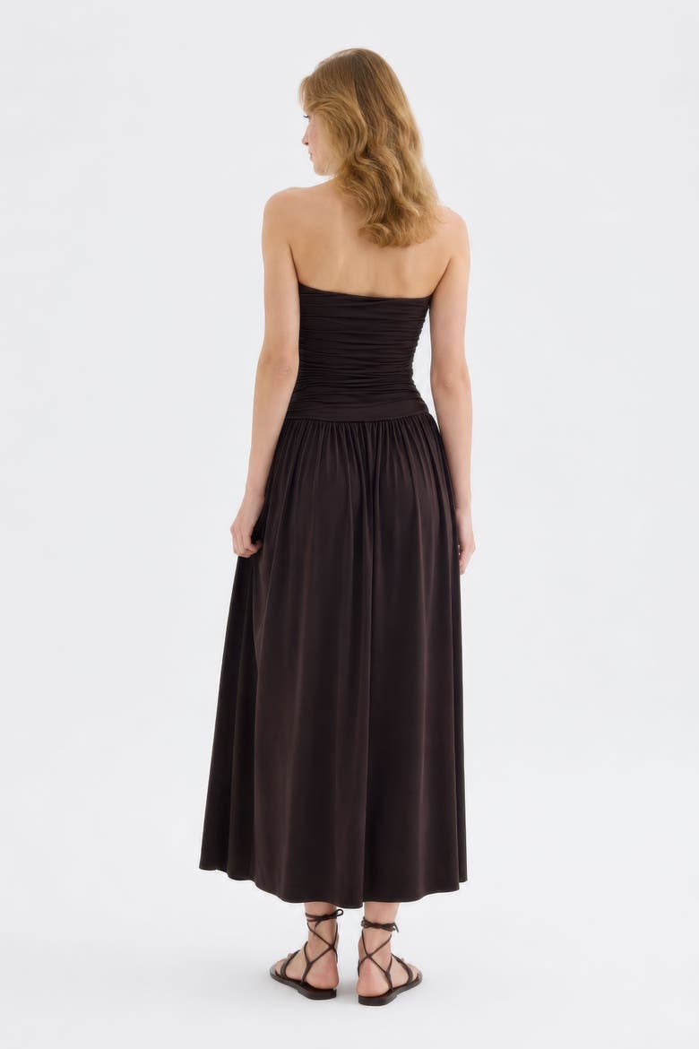 Aluna Strapless Stretch Maxi Dress, Alternate, color, Brown