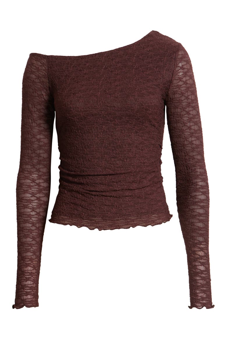 One-Shoulder Lace Top, Alternate, color, BURGUNDY FUDGE