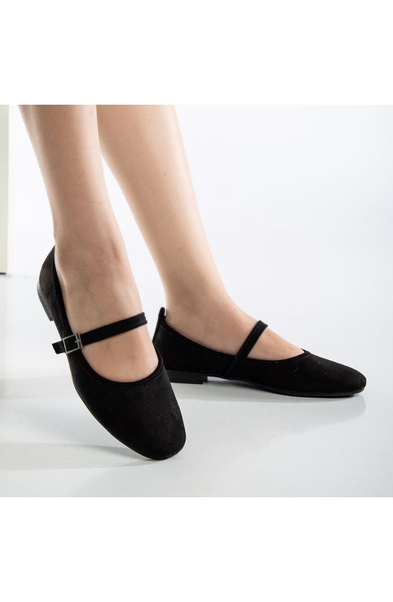 Prologue Shoes Emilie Mary Jane Flat, Alternate, color, Black Suede